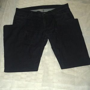BLACK DENIM PANTS WITH TWEED-LIKE SURFACE WAIST 40